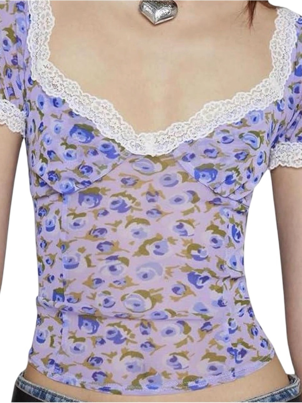 Urban Outfitters Kimchi Blue Blake Puff Sleeve Mesh Top S